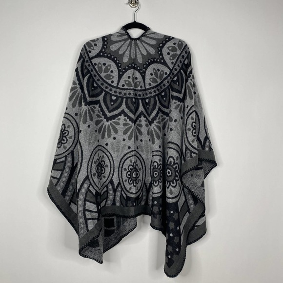 NEW Boho Southwest Ruana Oversized Open Wrap Poncho Blanket Scarf - Picture 8 of 9